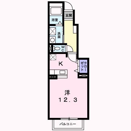 デフィー倉富 A(ワンルーム/1階)の間取り写真