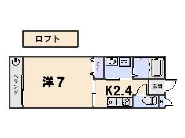 コフレ八反畑(1K/2階)の間取り写真