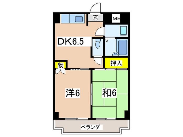 ネオポリストキワI(2DK/2階)の間取り写真
