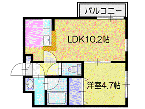 イルカルド(1LDK/3階)の間取り写真