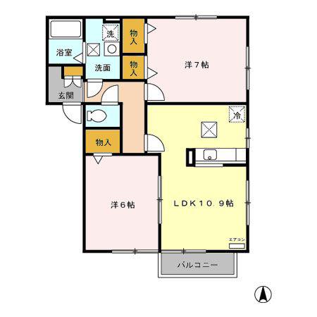 パセオプラシード白鳥(2LDK/1階)の間取り写真