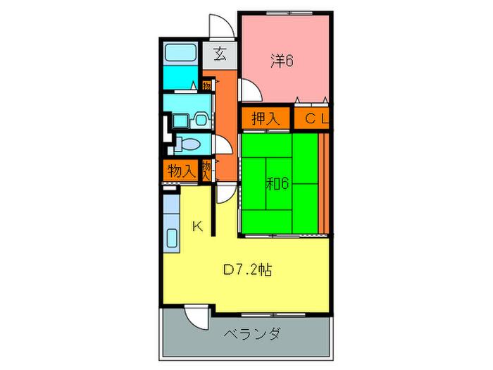 チトセプラザ(2DK/1階)の間取り写真