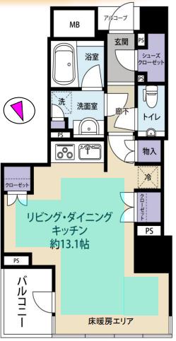 クレッセント三鷹ザタワー(ワンルーム/18階)の間取り写真
