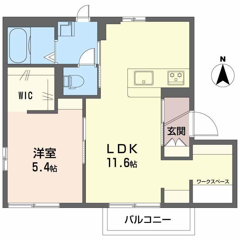 フレグランスアゼリアB(1LDK/2階)の間取り写真
