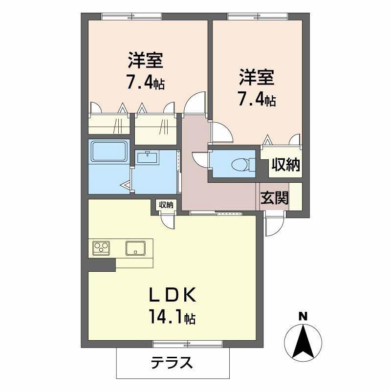 シャーメゾン東花園(2LDK/1階)の間取り写真