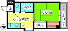 インペリアルヒルズ高宮(1DK/3階)の間取り写真