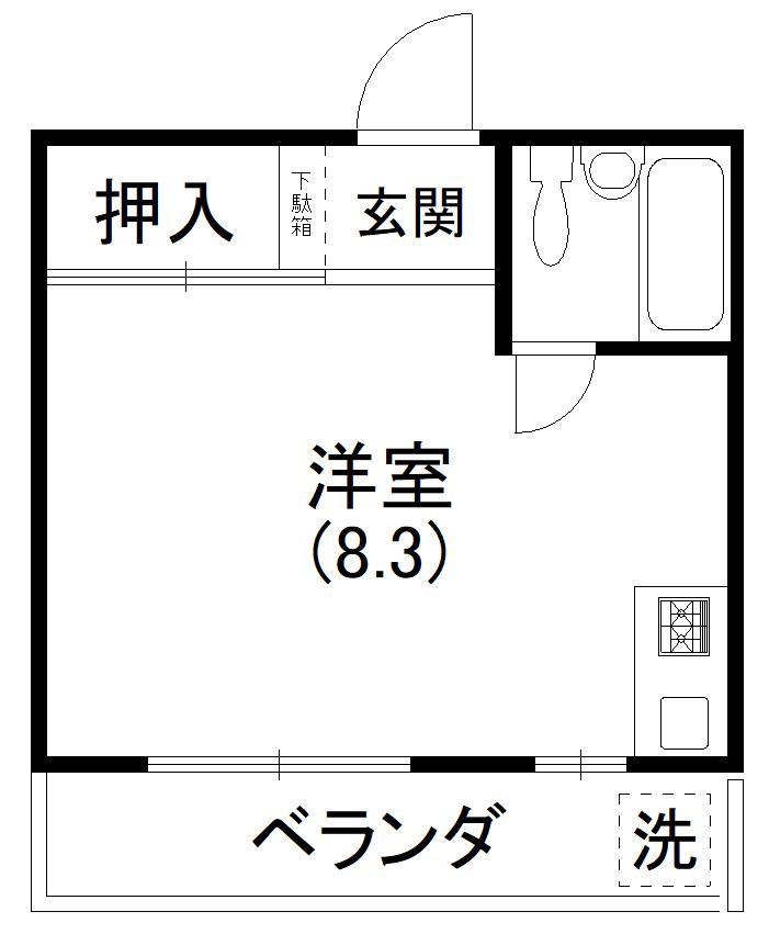 カレッジハイツII(ワンルーム/2階)の間取り写真