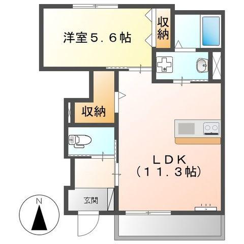 フルール(1LDK/1階)の間取り写真