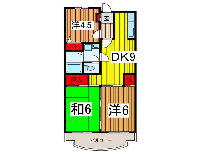 ノーブルクレイン(3DK/2階)の間取り写真