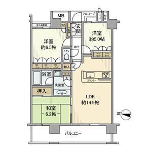 オーベルタワー川口コラージュ(3LDK/26階)の間取り写真