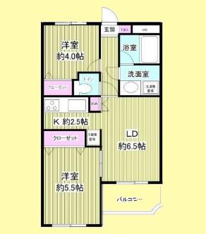 グランバリュー羽田(2LDK/4階)の間取り写真