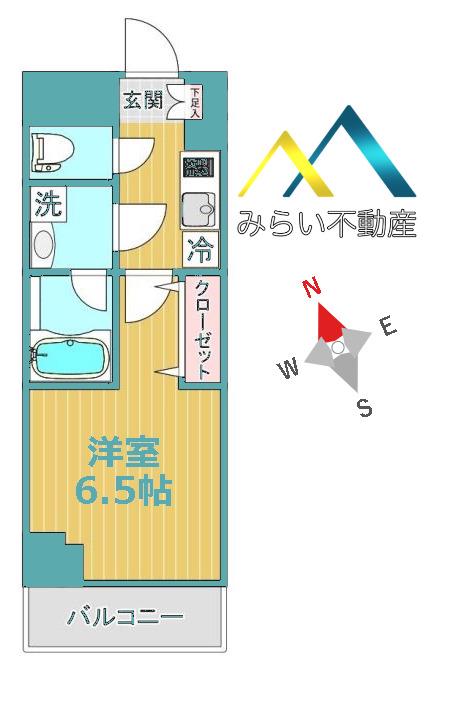 SHOKEN RESIDENCE横浜反町(1K/4階)の間取り写真