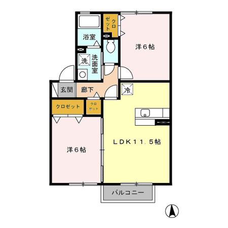 ブランソレイユ(2LDK/2階)の間取り写真
