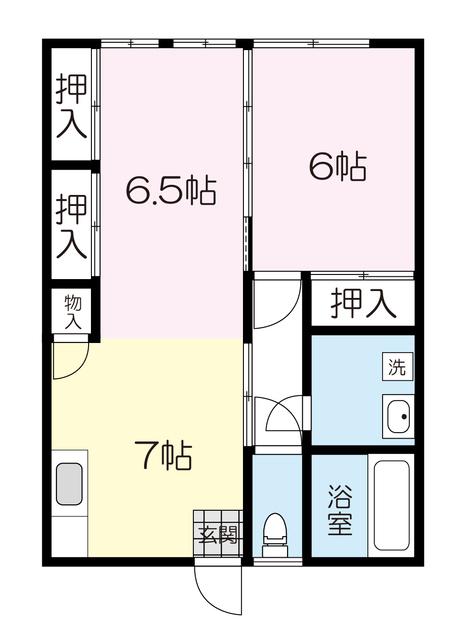 リードサイドハイツII(2DK/2階)の間取り写真