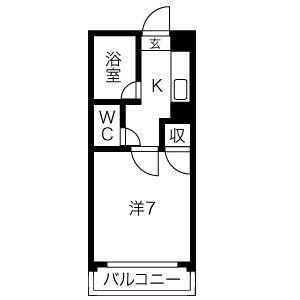 コーポK(1K/1階)の間取り写真