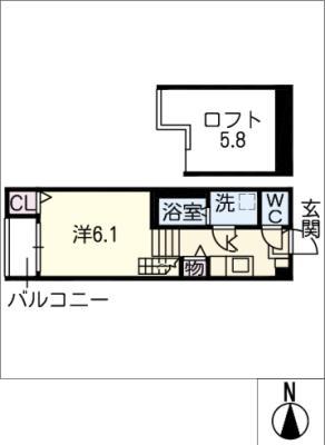 ルミナス東海通(1K/1階)の間取り写真