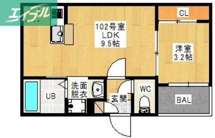 REGALEST TERRACE 下伊福(1LDK/1階)の間取り写真