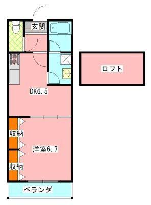 メイ・クレール(1DK/2階)の間取り写真
