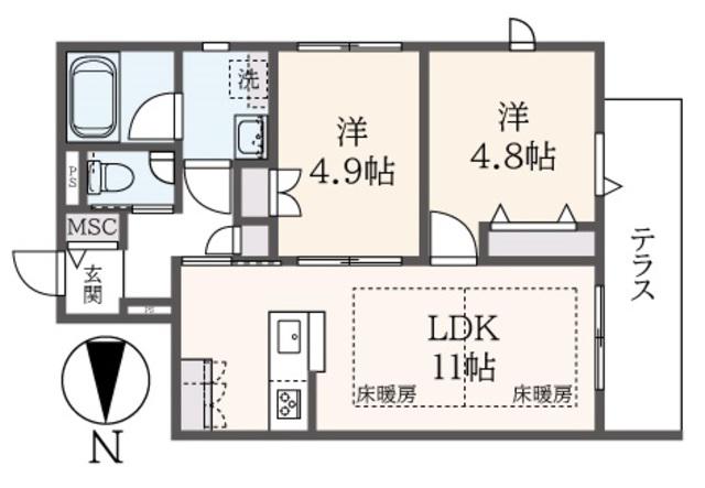 アビテ明大前(2LDK/1階)の間取り写真
