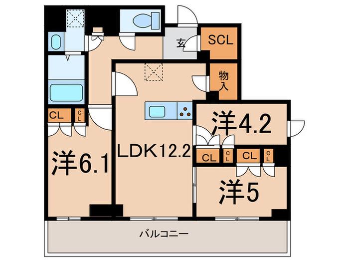ディームス横濱神之木台(3LDK/4階)の間取り写真