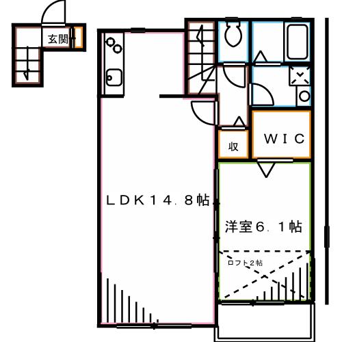 ティーエスエテルナ(1LDK/2階)の間取り写真