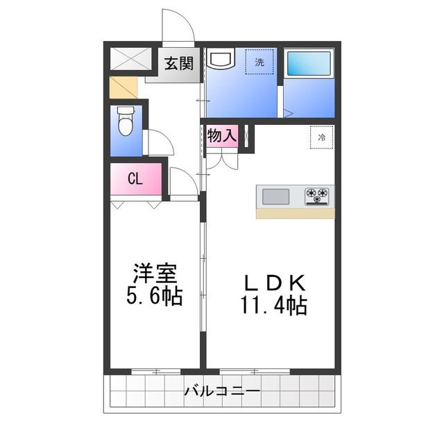 ひまわり(1LDK/3階)の間取り写真