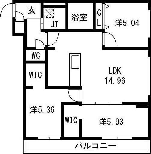 GEレジデンスFUKUZUMI GAー福住1ー1MS B棟(3LDK/3階)の間取り写真