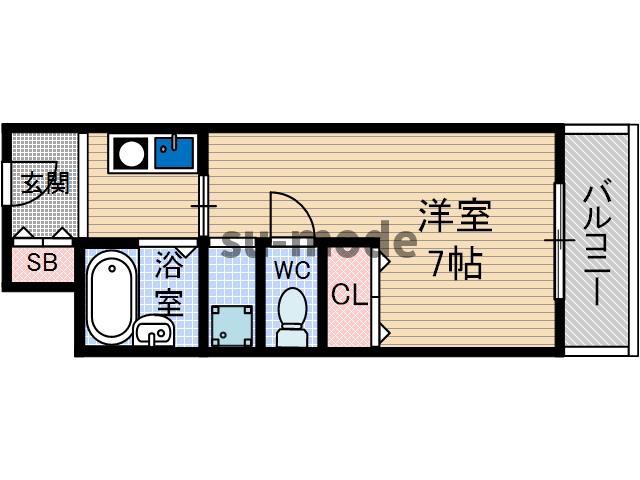 ヤングパレス茨木(ワンルーム/4階)の間取り写真
