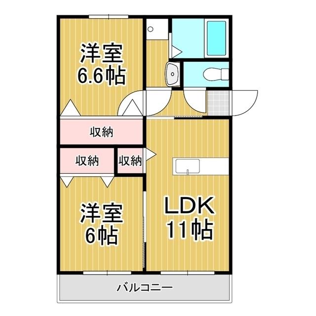 ビネリーマンション(2LDK/2階)の間取り写真