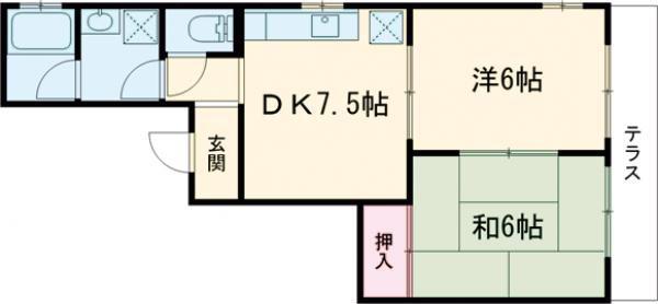 ハイツY(2DK/1階)の間取り写真