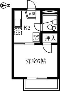 ジュネス小関(1K/2階)の間取り写真