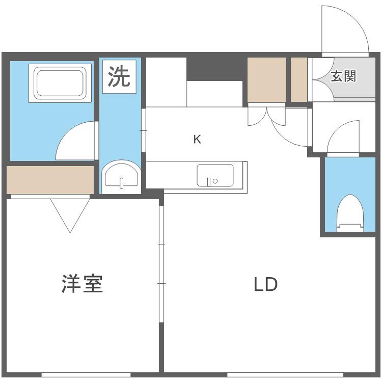 ルシェーヌ桑園(1LDK/1階)の間取り写真
