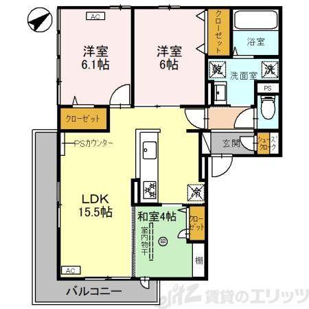 サンテリア水尾(3LDK/2階)の間取り写真