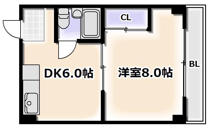 ラ・フォーレ苅田(1DK/5階)の間取り写真