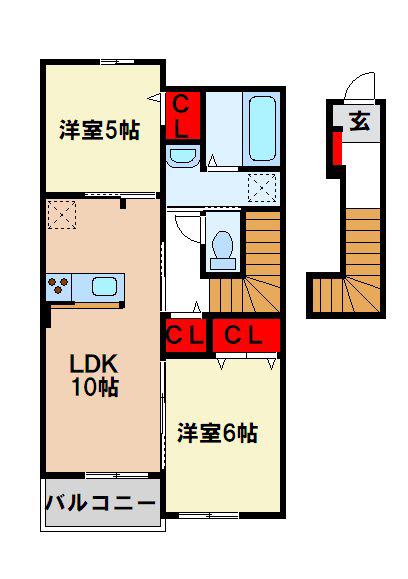コロレ フルール(2LDK/2階)の間取り写真