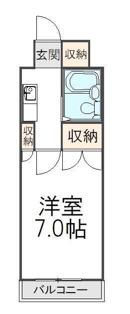 ベルシティ(1K/7階)の間取り写真