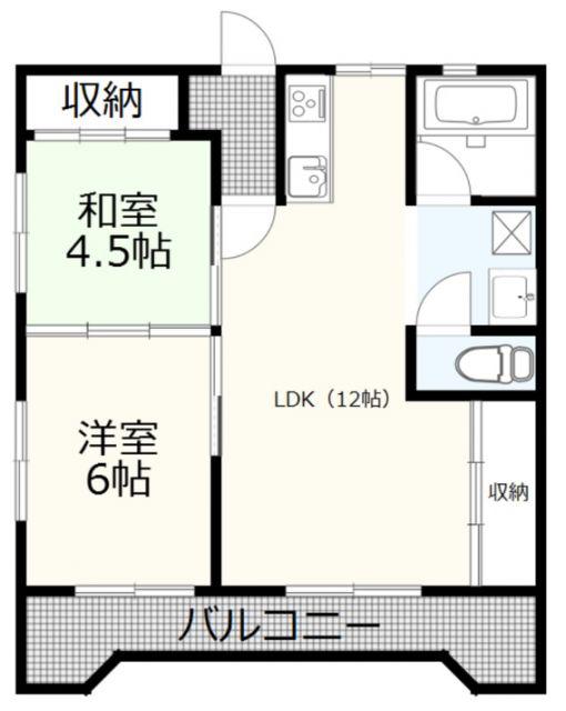 湊コーポII(2LDK/5階)の間取り写真