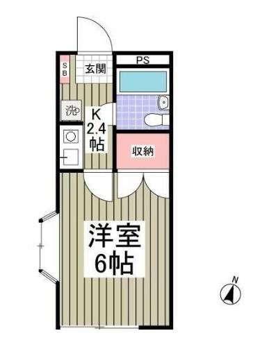 オークタウン(1K/1階)の間取り写真