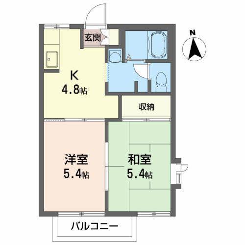 グランパティオ北上G(2K/2階)の間取り写真