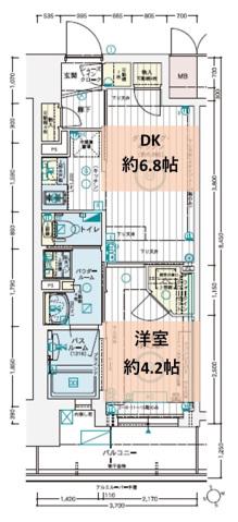 エステムコート広島国泰寺(1DK/9階)の間取り写真