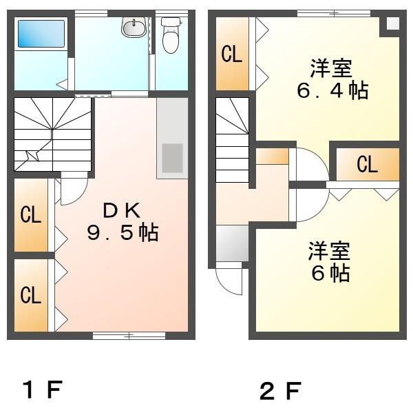 メゾントワベール(2LDK/1階)の間取り写真