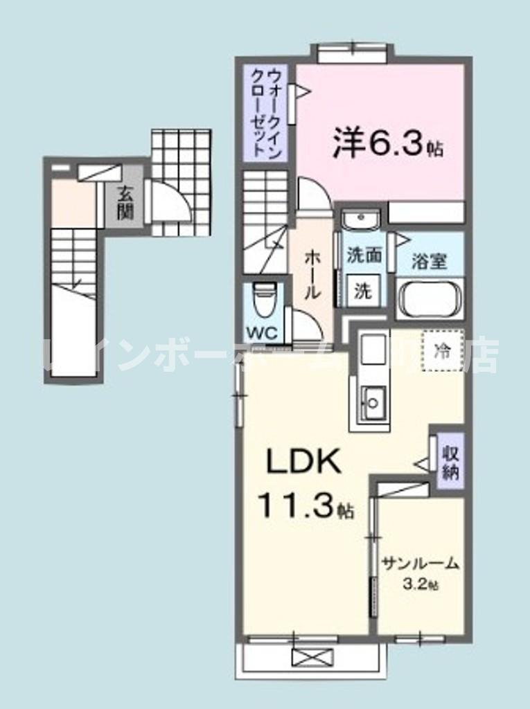 グリーンルーム鵠沼海岸(1LDK/2階)の間取り写真