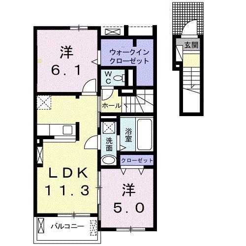 セントラルアベニュー(2LDK/2階)の間取り写真