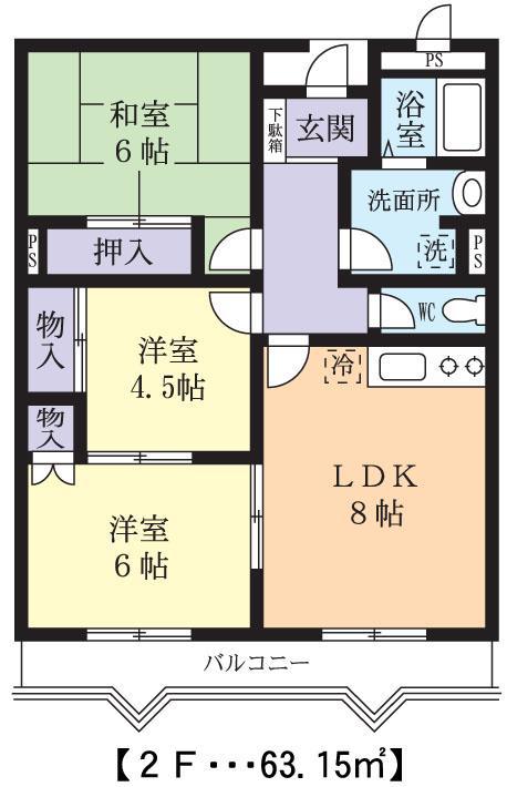 ラフェスタ日立神立(3LDK/2階)の間取り写真