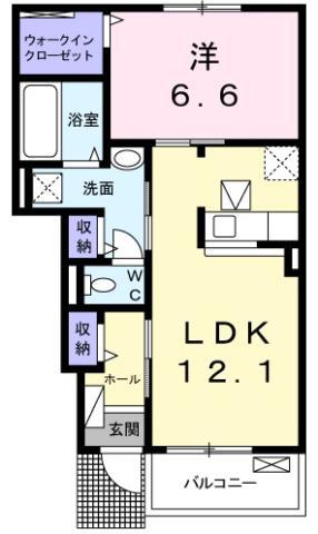 アヴォンリー北矢三(1LDK/1階)の間取り写真