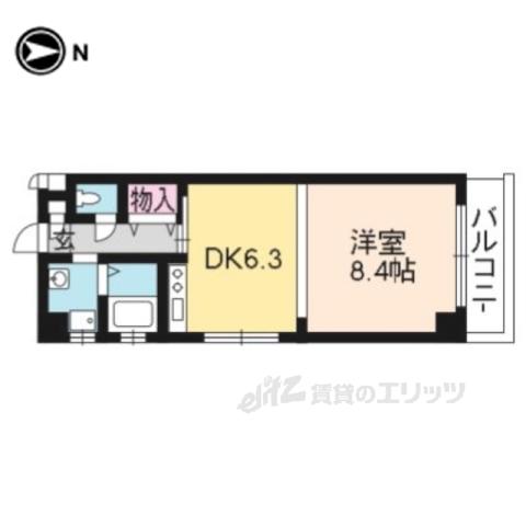 御所北エクセル三宅(1DK/4階)の間取り写真