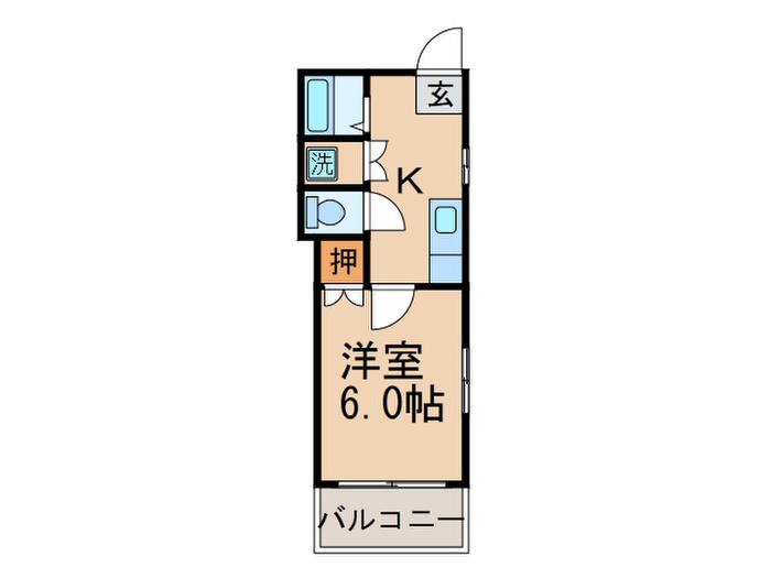 メモリアルハイツ(1K/4階)の間取り写真