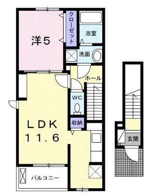 ルシアーノ(1LDK/2階)の間取り写真