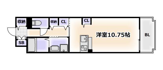 地下鉄四つ橋線 北加賀屋駅 徒歩8分 2階建 築14年(ワンルーム/2階)の間取り写真