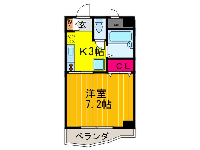 プラネット2(1K/4階)の間取り写真